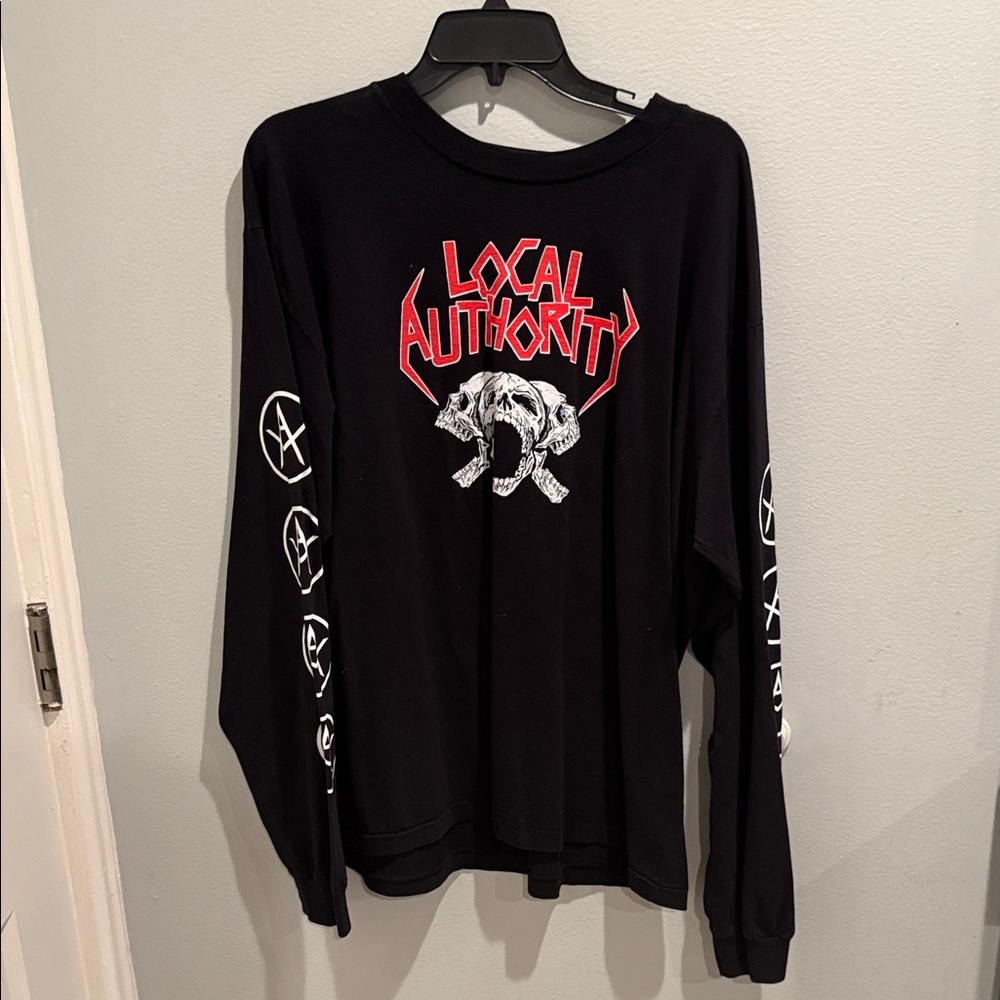 Black Long Sleeve Shirt with Red Graphic